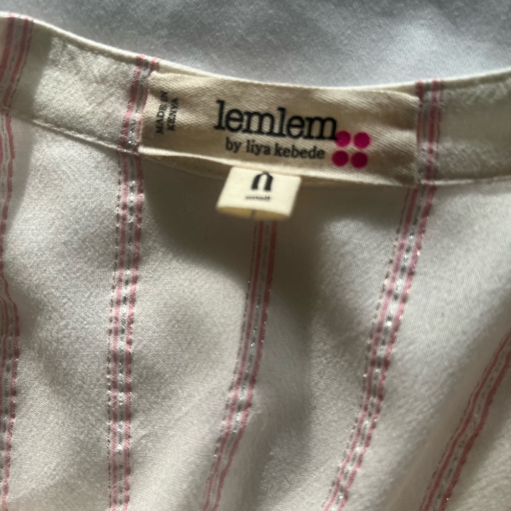 Lemlem Ivory and Rose Striped Blouse